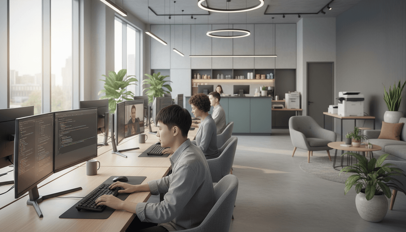 Professional tech support workspace